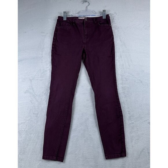Fat Face Skye Skinny Jeans Womens Size 6 Mid Rise Denim Stretch Maroon - Picture 1 of 13